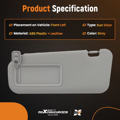 Left Sun Visor Gray for 2010-2013 Mazda 3 Hatchback BBM269320C75