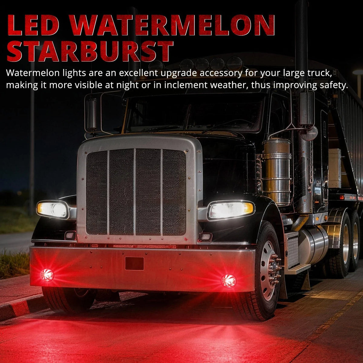 Pair Chrome Red LED Side Marker Lights for