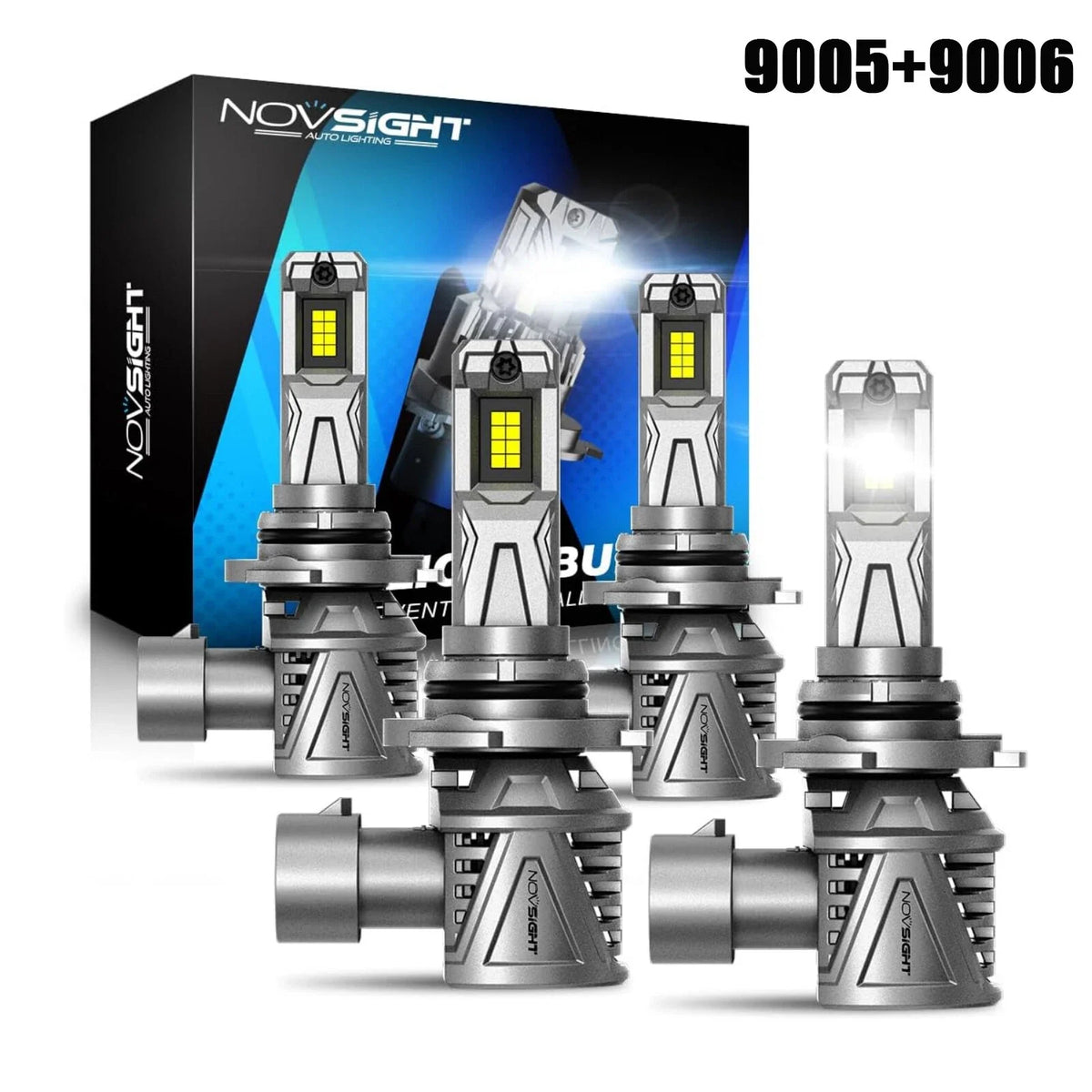 2X 9005+9006 LED Headlight Bulbs Kit for NOVSIGHT (High Low Beam)