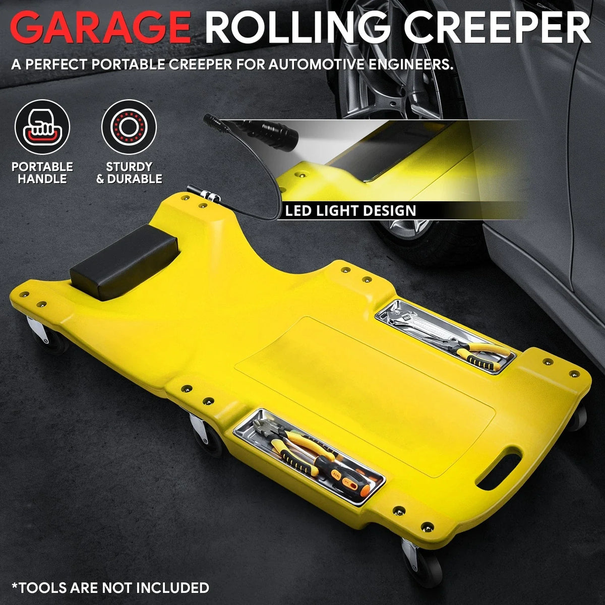 40" LED Light Plastic Low Profile Automotive Creeper for Universal Use