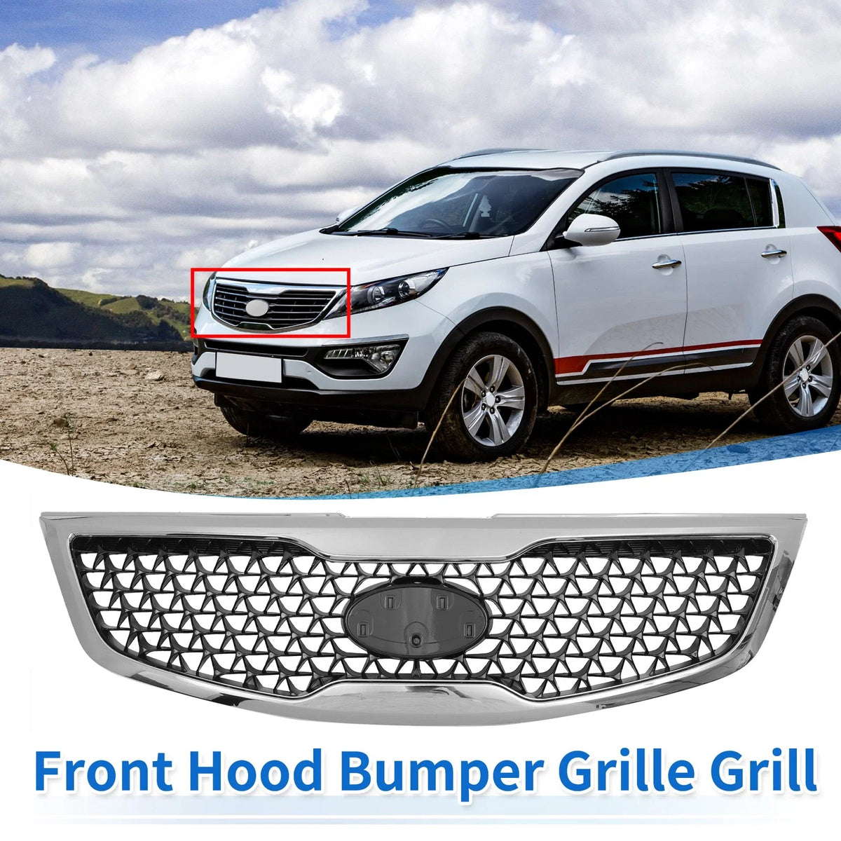 Front Upper Hood Bumper Grille for Kia Sportage (2014–2016) No.863503W500
