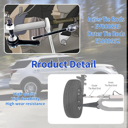 12Pcs Front Control Arms Tie Rods and Ball Joints for Explorer 2011-2017