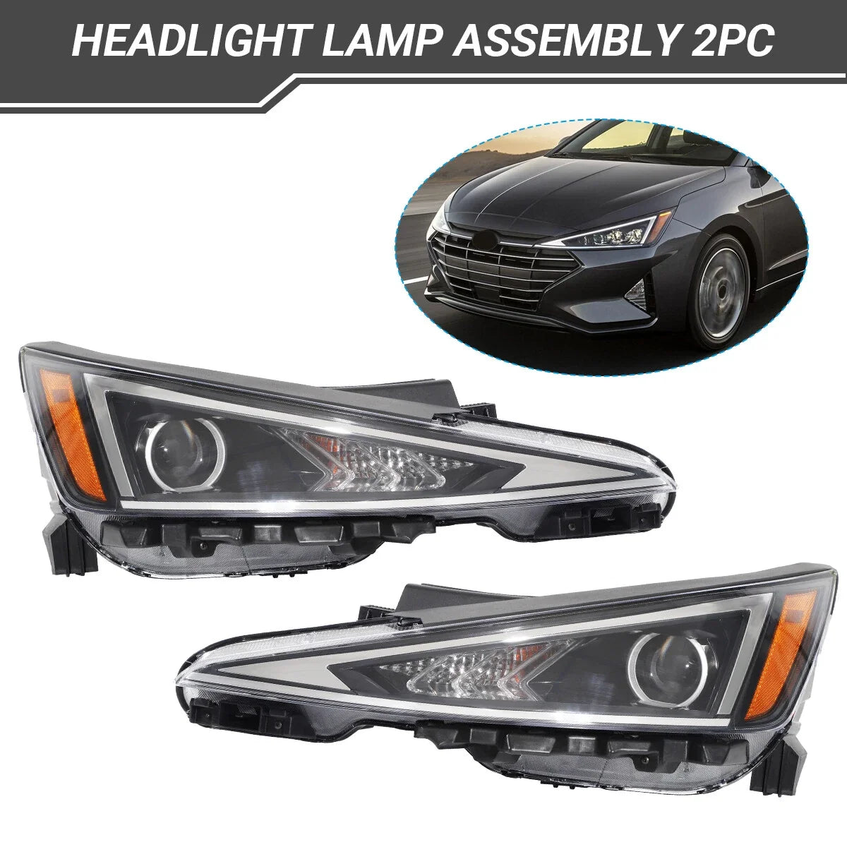 Halogen Headlight Headlamps for Hyundai Elantra (2019–2020) Pair