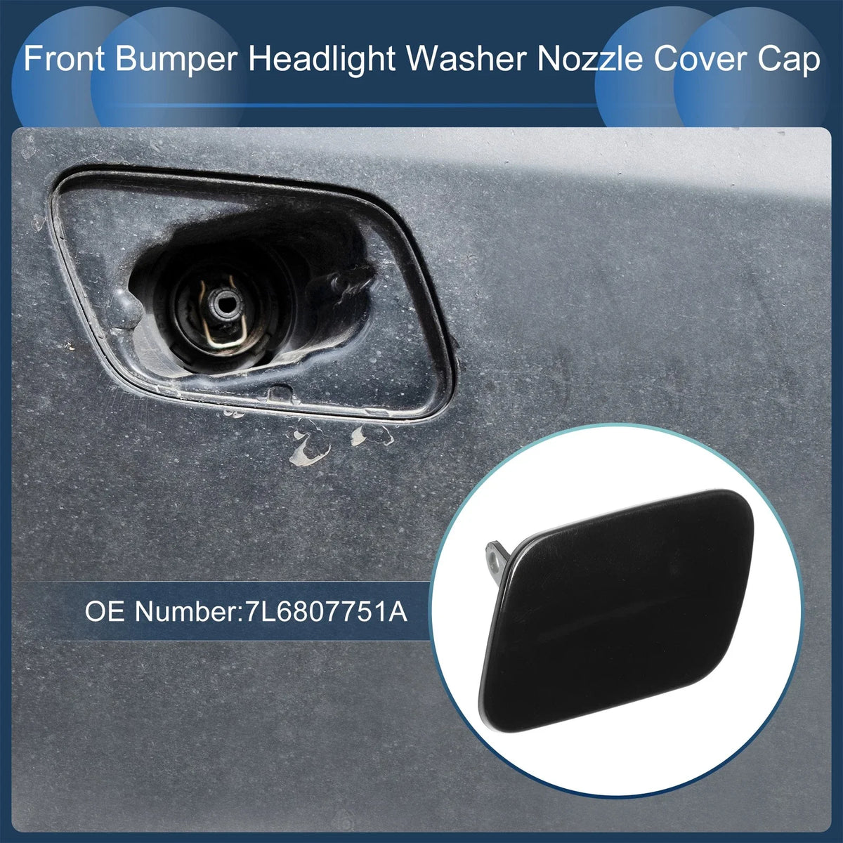 Front Left Washer Nozzle Cover Cap for Volkswagen Touareg 7L MK1 (2002–2006) Black