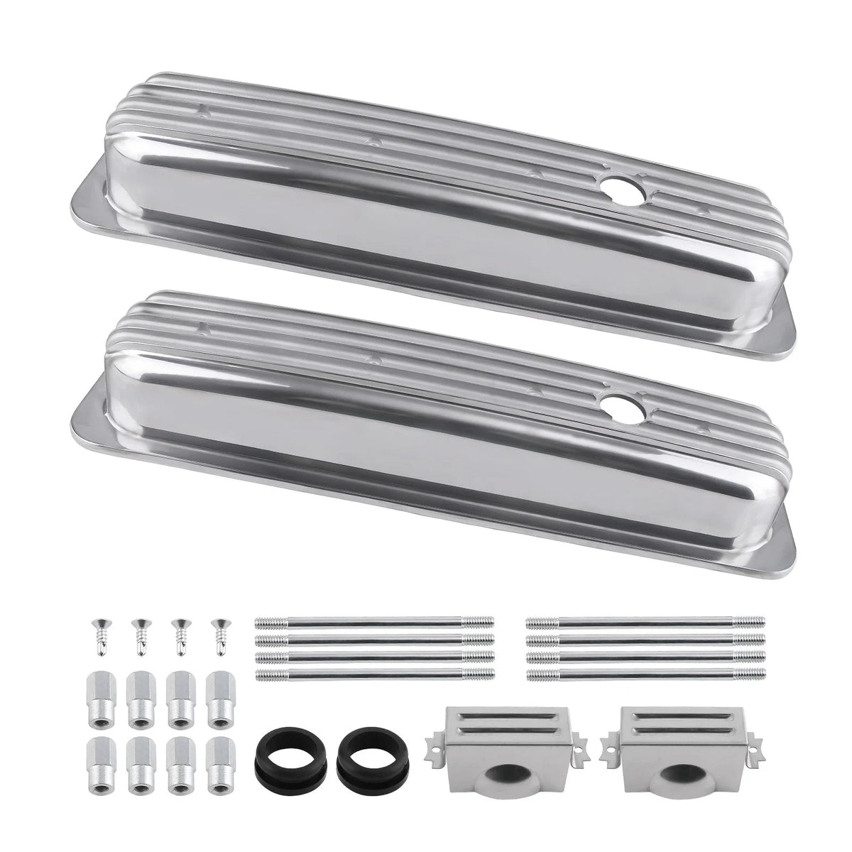 Polished Center Bolt Valve Covers 2X for SBC Small Block Chevy 283-327