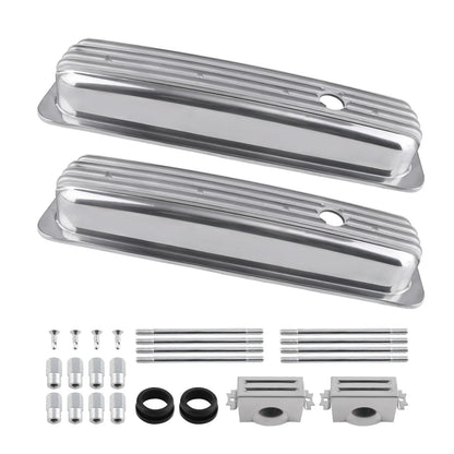 Polished Center Bolt Valve Covers 2X for SBC Small Block Chevy 283-327