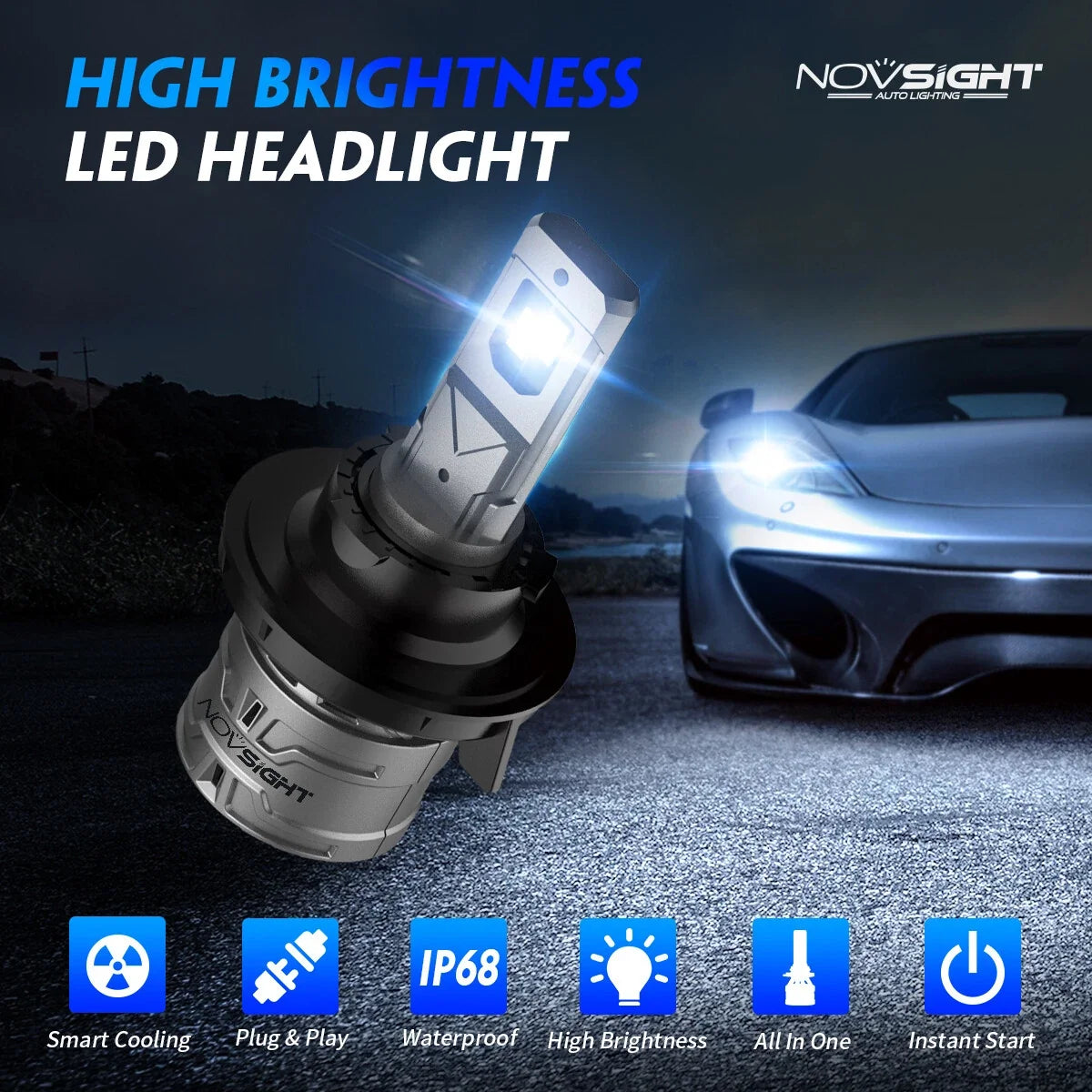 2X 9008 H13 LED Headlight Bulb Kit for