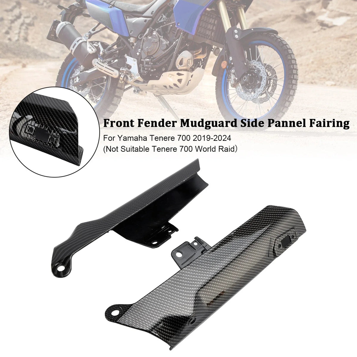 Carbon Front Side Panel Fender Protector for Yamaha Tenere 700 (2019–2024)