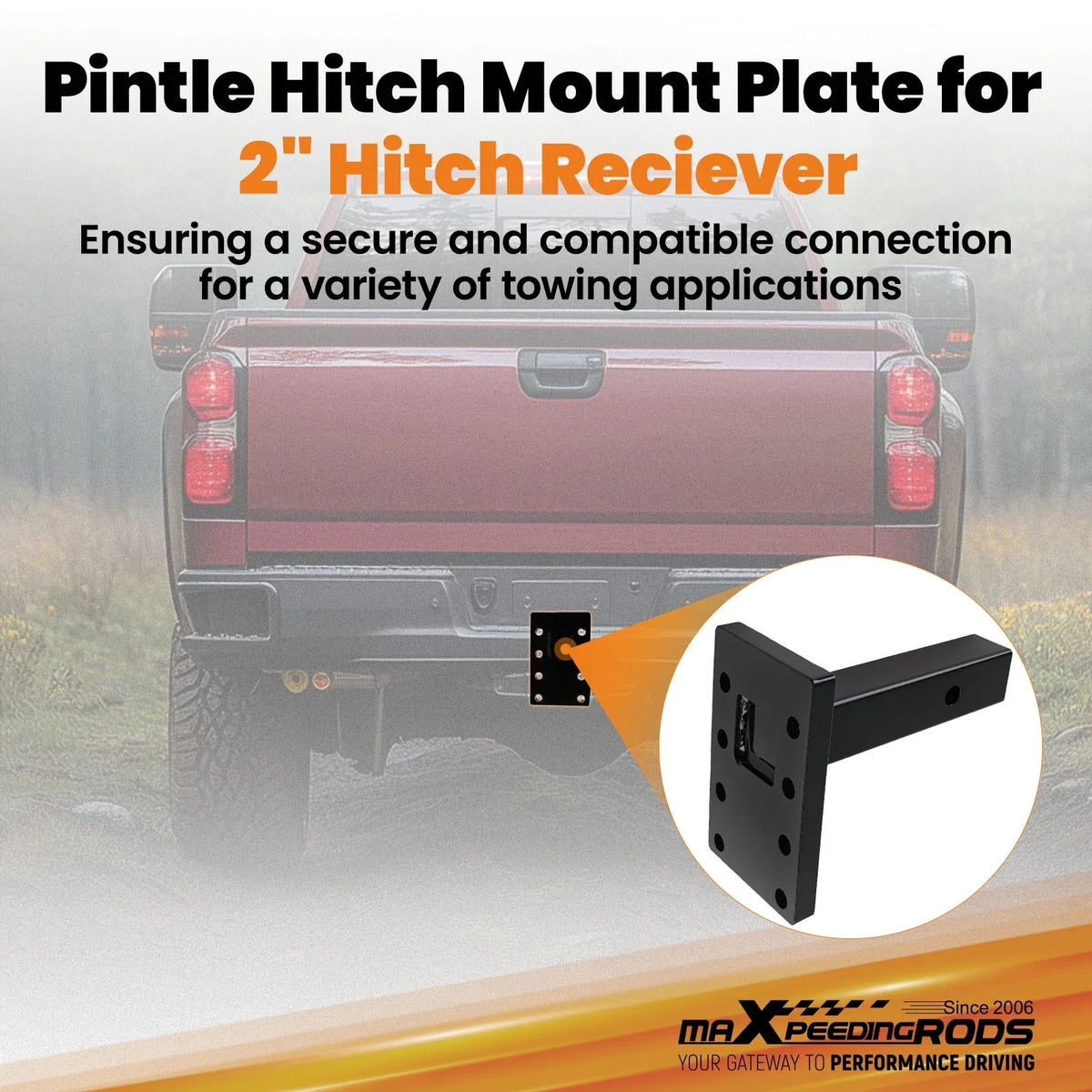 3-Position Hitch Mount for 2" Receiver - 20000 lbs Pintle Hitch