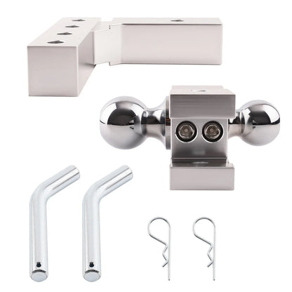 Adjustable Trailer Raise/Drop with 6" Double Hitch Ball Mount Receiver
