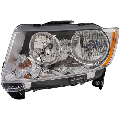 Driver Side Headlight for Jeep Compass (2011–2013) Halogen with Bulb CAPA