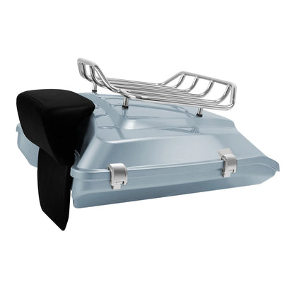 Silver Razor Trunk Backrest Top Rack for Harley Models 2014-2024