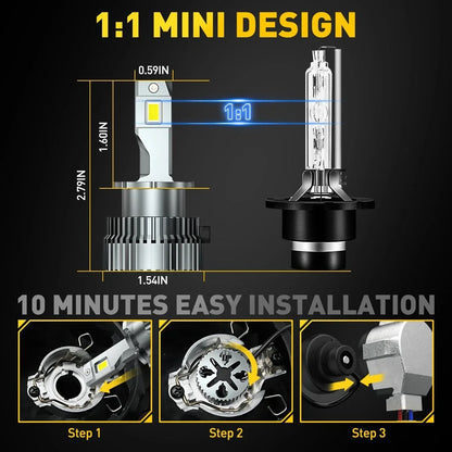 Replacement LED Headlight Bulbs D2S 6000K - 2X HID Xenon