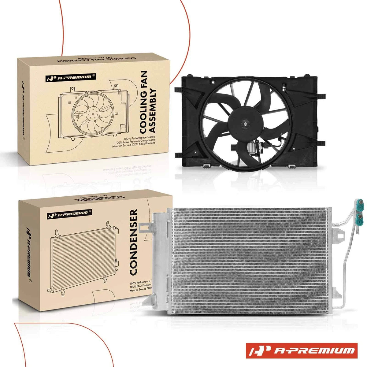AC condenser and cooling fan shroud assembly kit for Ford Fusion (2010–2012)
