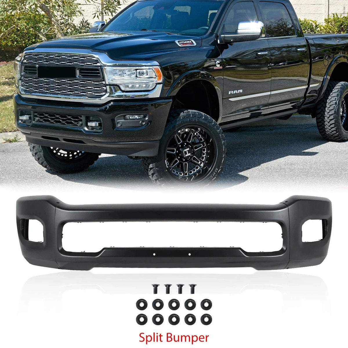 Black Steel Front Bumper Face Bar for RAM 2500 3500 (2019–2024)