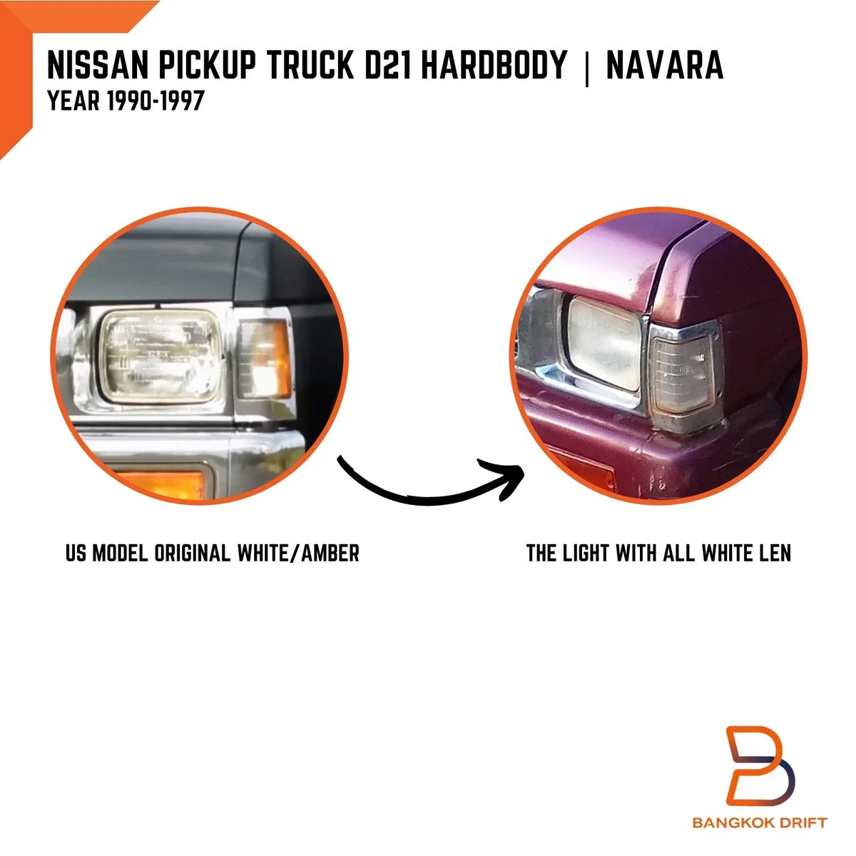 1990-1997 Nissan D21 Pickup Chrome Corner Parking Lamp Light