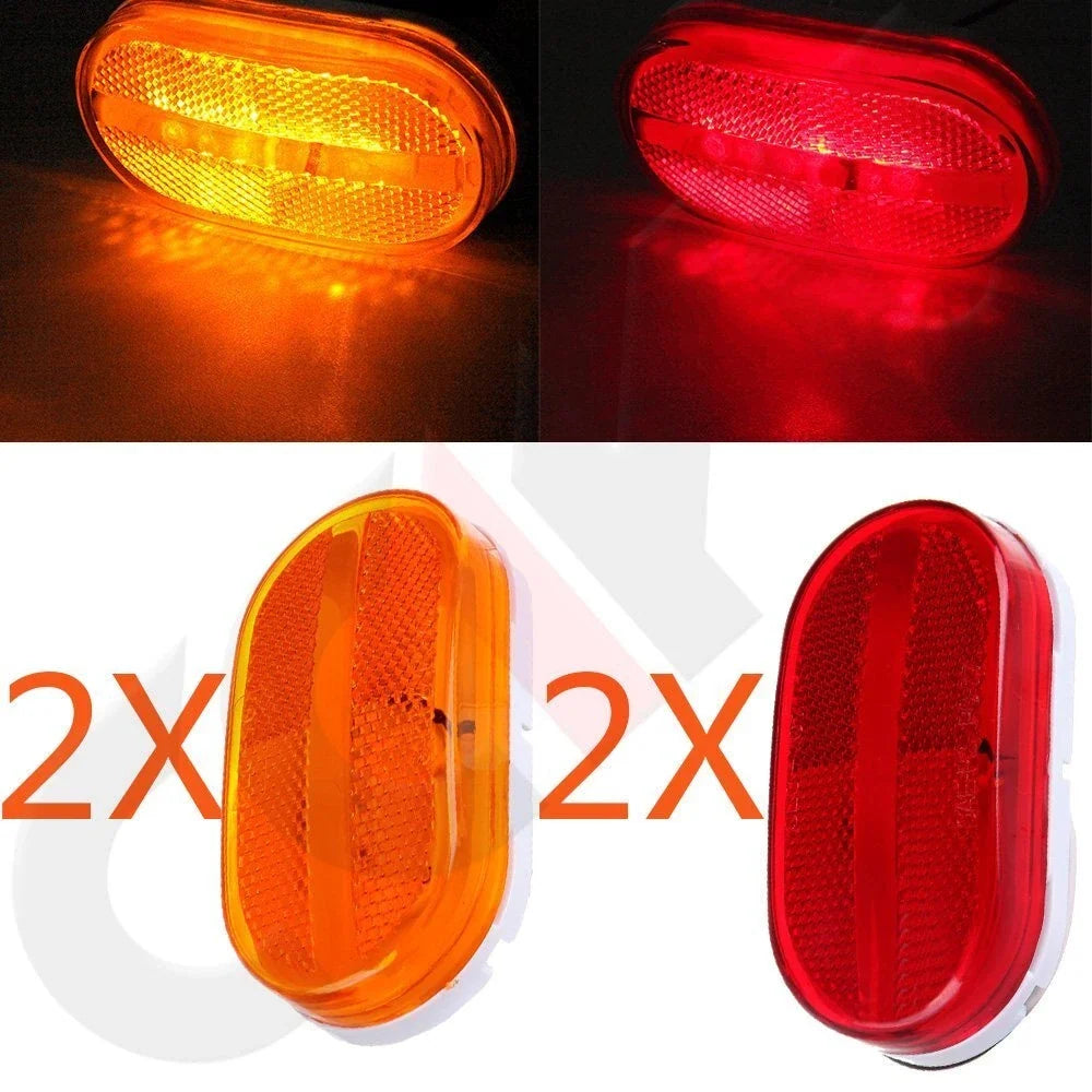 LED Side Marker Lights 4" Rectangle (12V) - 2X for Trailer Camper
