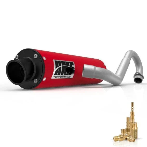 HMF Performance Full Exhaust Red w/ Black Turned Cap + Jet Kit for LTZ 400 (2003–2008)