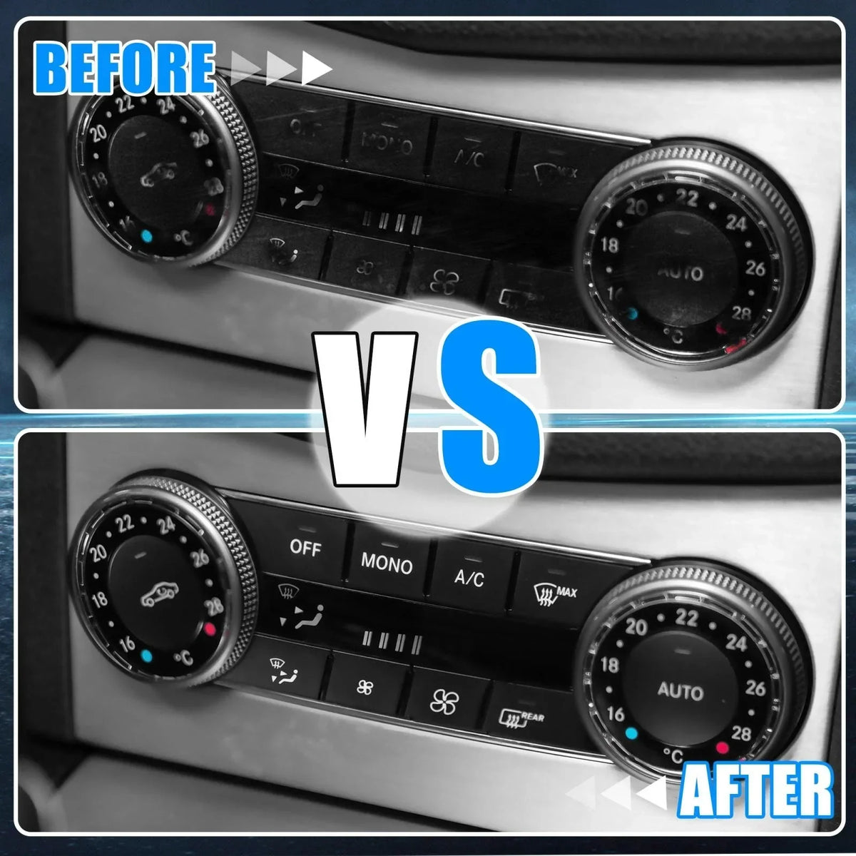 AC Button Stickers for Mercedes-Benz C300 2008 to 2014