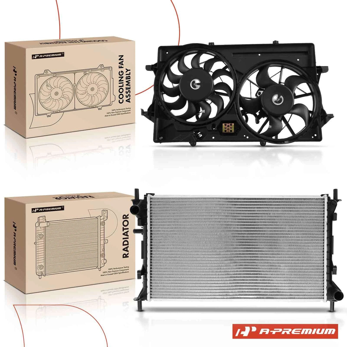 Radiator & Dual Cooling Fan Assembly Kit for Ford Focus (2000–2004)