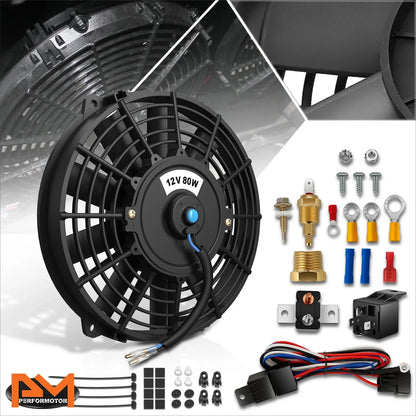 Electric Radiator Cooling Fan 7-Inch with Mount Kit & Relay for Racing
