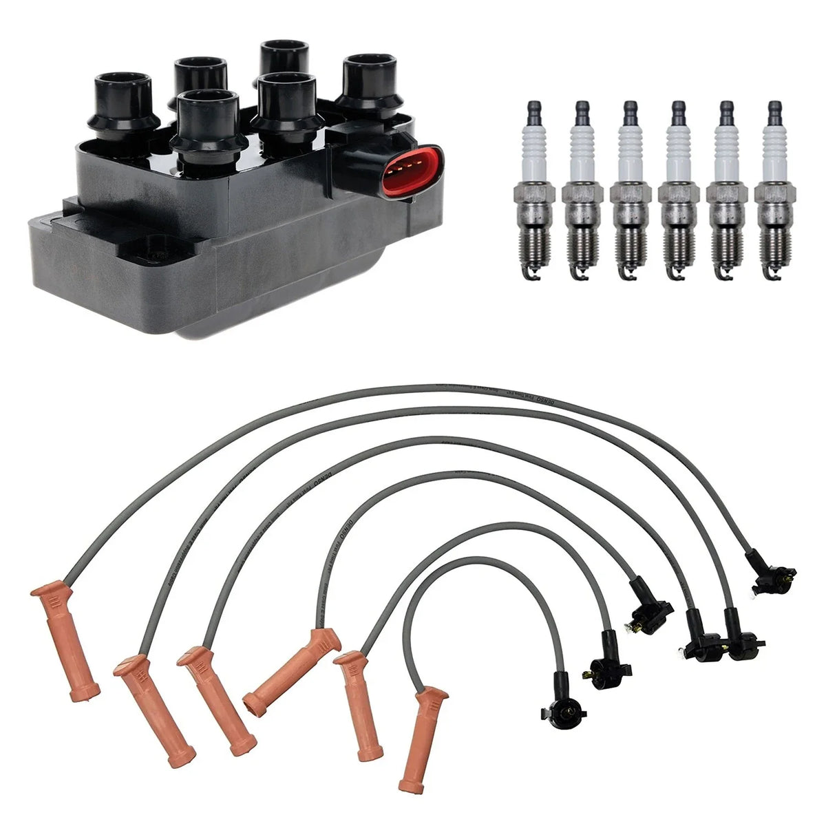 Ignition Coil & Spark Plug Wire Set for Ford Explorer (Denso, Hitachi)