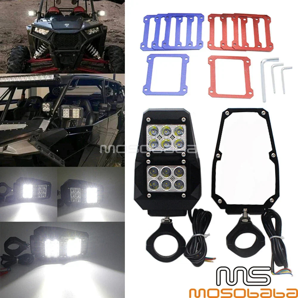 1.75'' 2'' Universal Roll Bar Side Mirrors with LED Light for UTVs