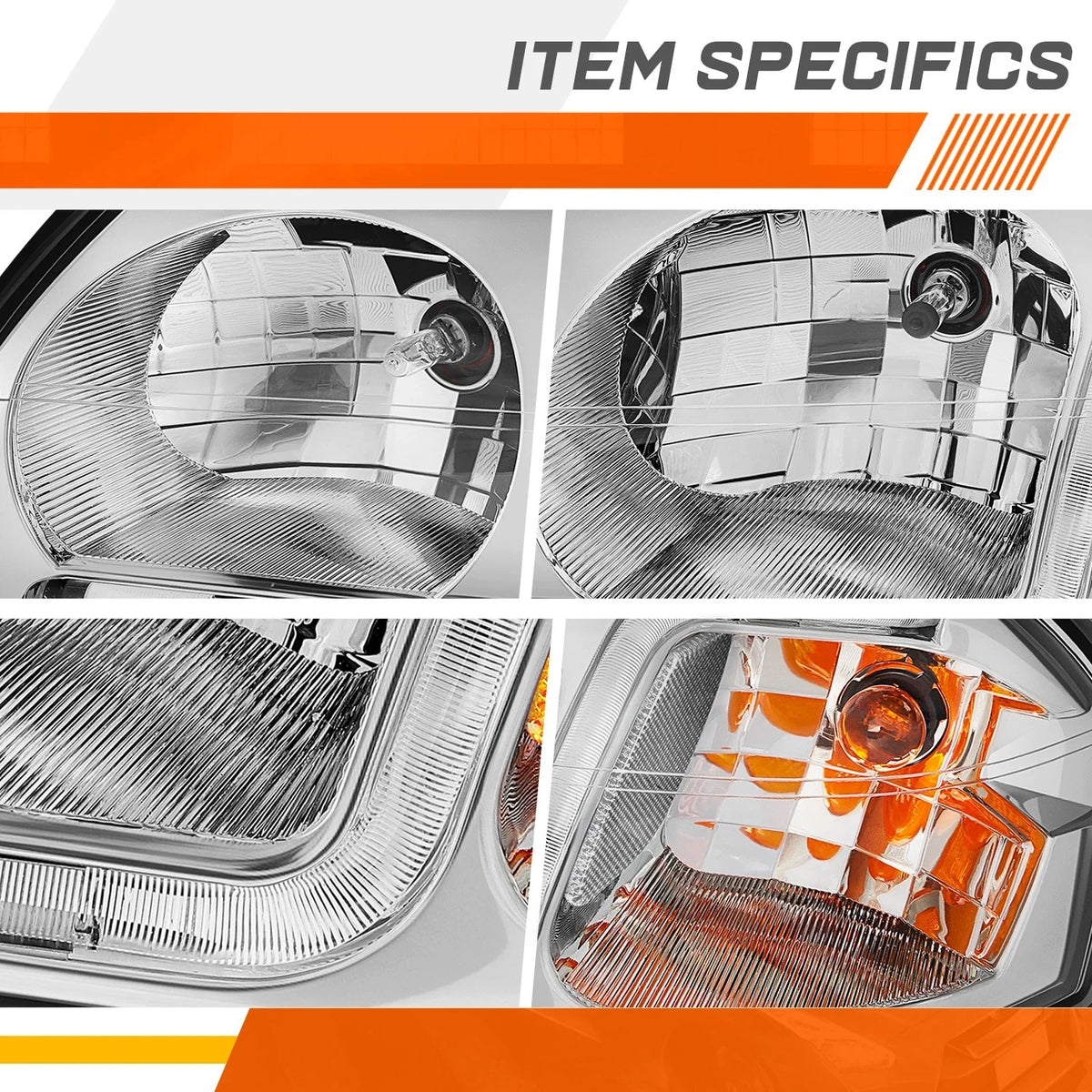 LED DRL Headlight Replacement - Chrome Housing for Chevy Impala 2000-2005