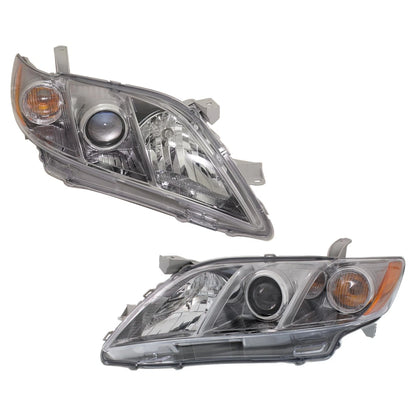Projector Headlights Pair for Toyota Camry (2007–2009) Crystal Black JDM Amber