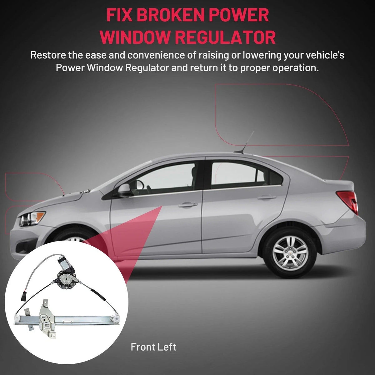 Power Window Motor and Regulator for Front Driver Side Chevy Impala 2006-2016
