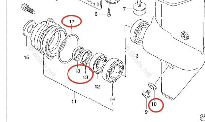 Lower Gearcase Seal Kit for Suzuki 5HP 6HP 8HP (09282-14002 09289-14002 09280-48003)