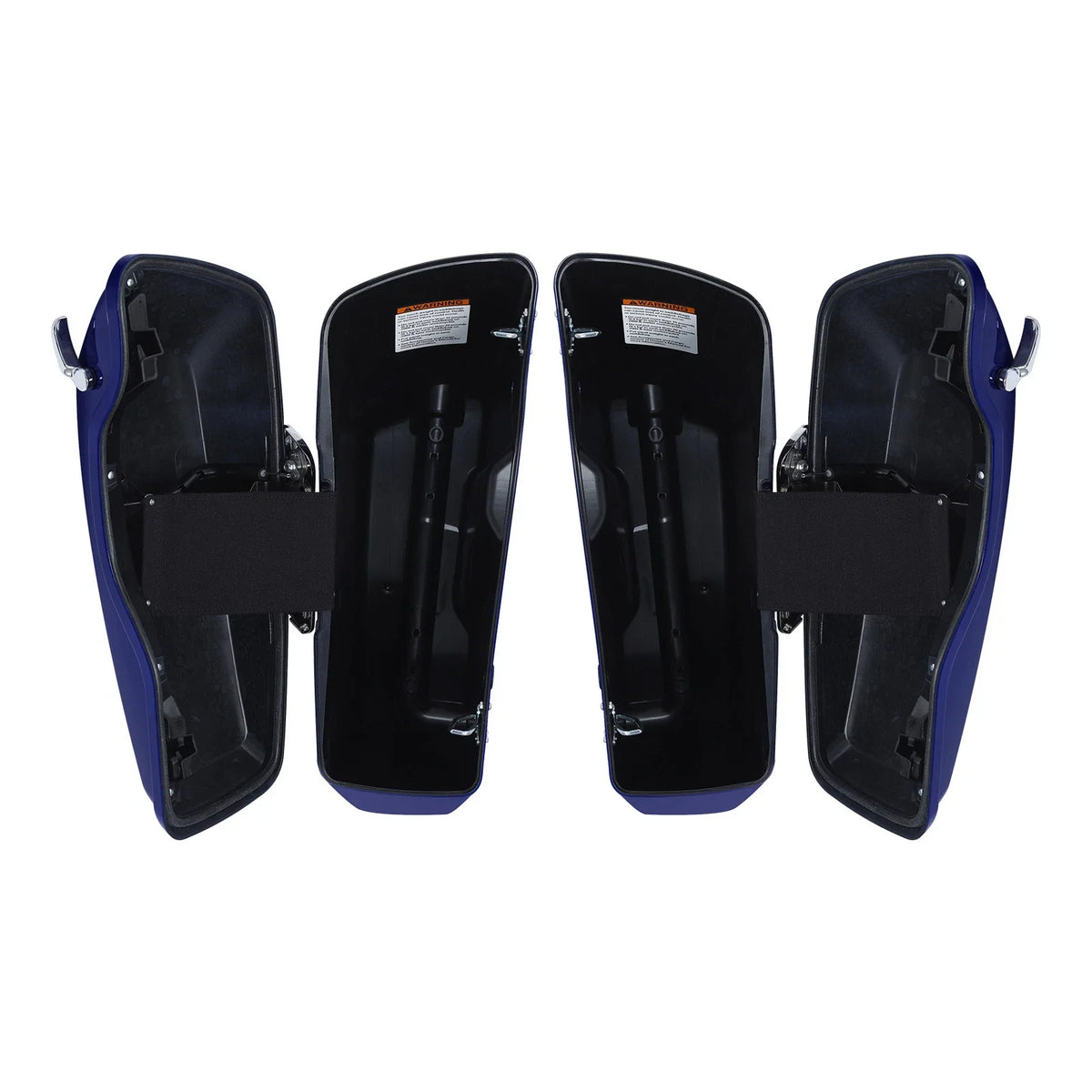 Zephyr Blue/Black Sunglo 4" Hard Saddlebags for Harley Touring (2014–Present)