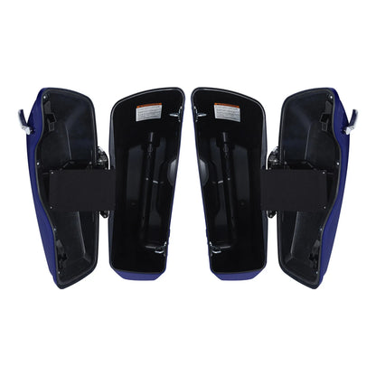 Zephyr Blue/Black Sunglo 4" Hard Saddlebags for Harley Touring (2014–Present)