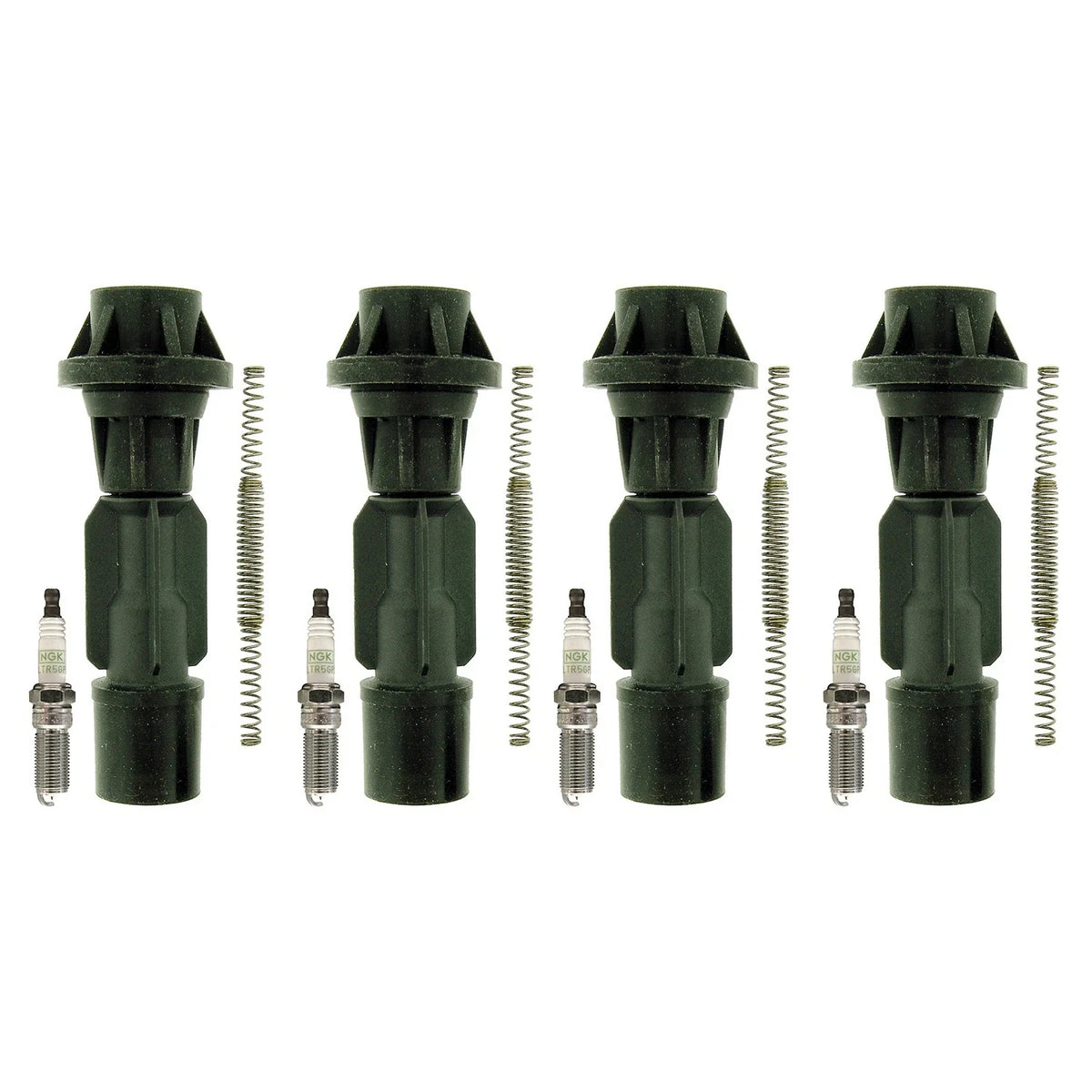 Set of 4 NGK G-Power Platinum Spark Plugs & Coil Boots for Mazda 3 (2004–2013)