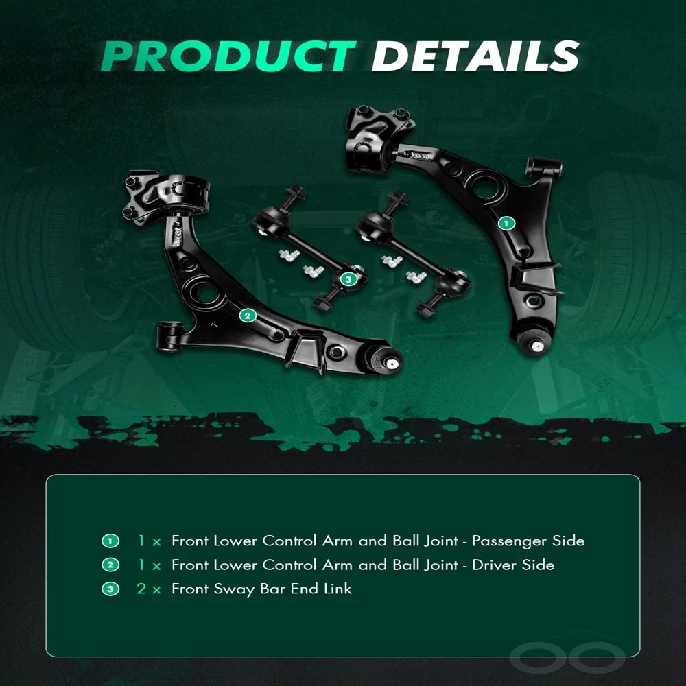 2 Control Arm & Ball Joint Assemblies and 2 Sway Bars for Lincoln MKX 2007-2014