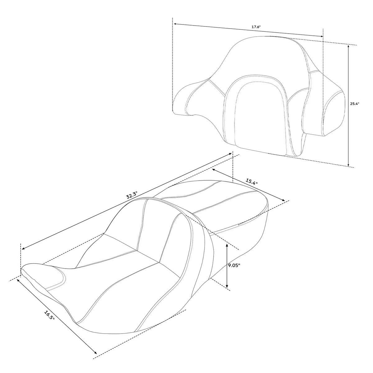 Driver & Passenger Backrest for Harley Touring Road Glide Ultra 2014-2023