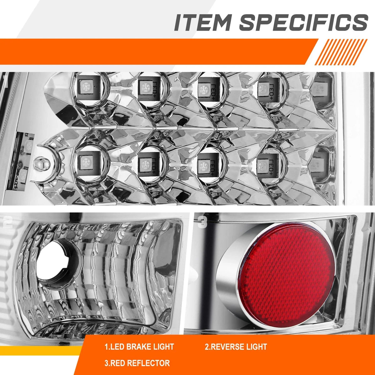 1999-2003 GMC Sierra Full LED Chrome Tail Light Stop/Brake Lamp