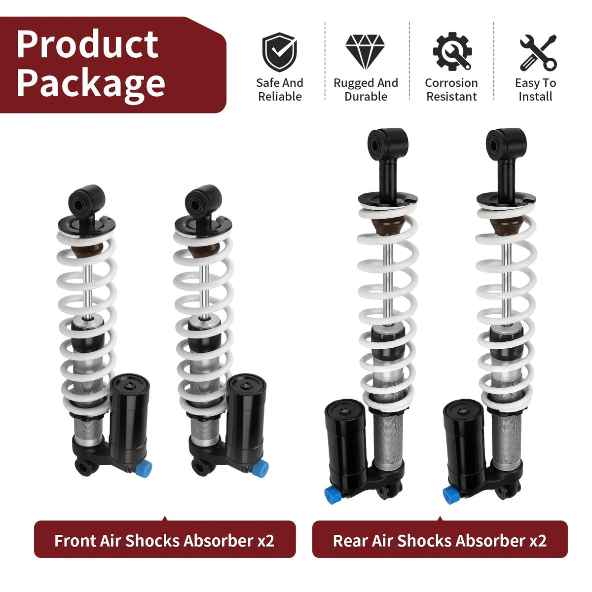 Set of 2 Front Rear Shocks Absorbers for Polaris Sportsman 550 (2009–2014) 7043874 7043856