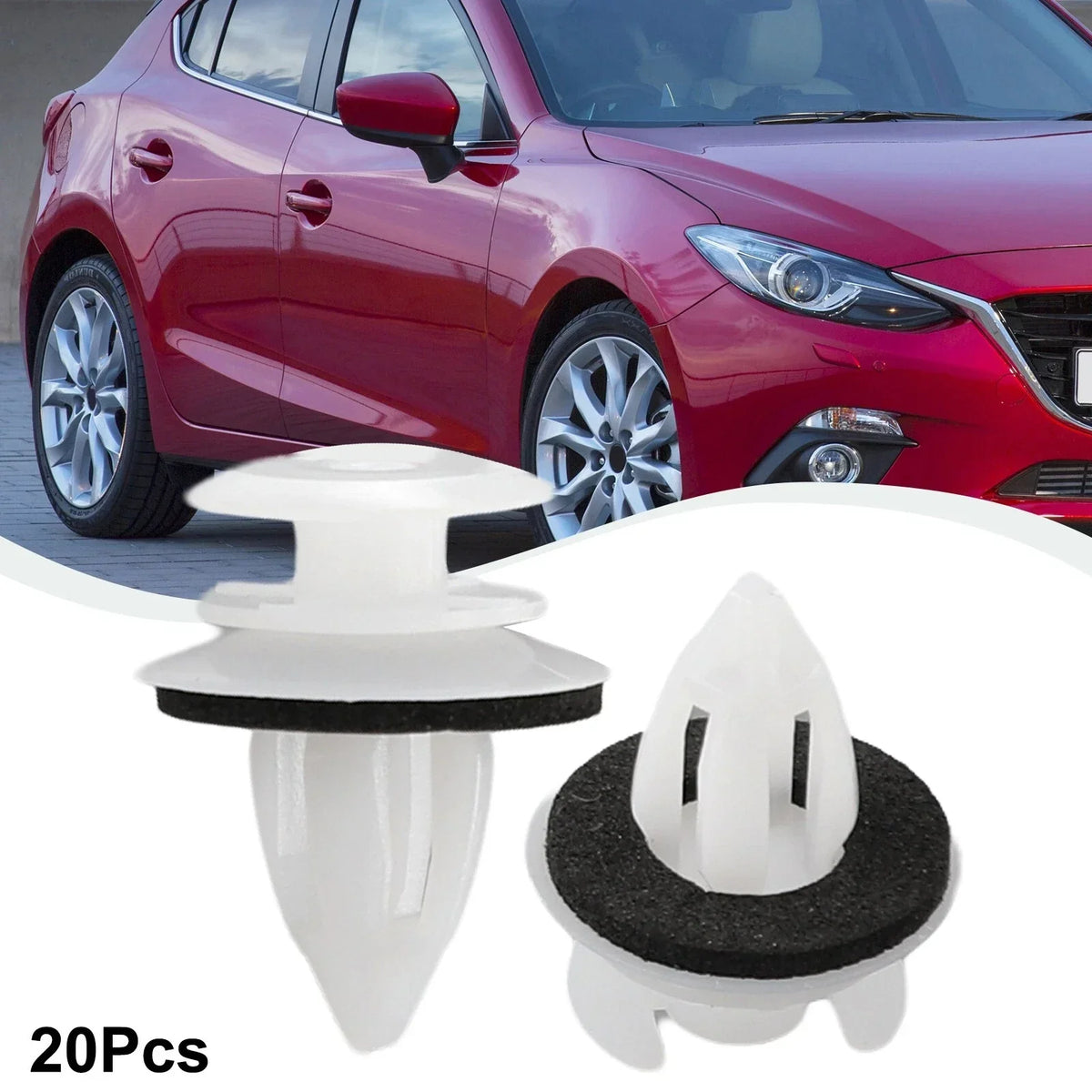 Car Retainer Clips Set of 20 - White Plastic with Washers for N70