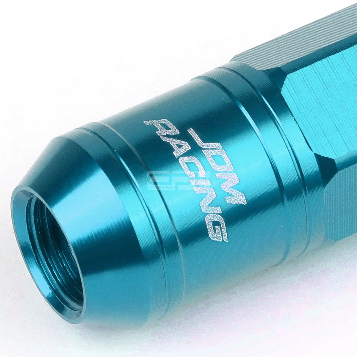 Open-End Aluminum Sky Blue Lug Nuts + Adapter M12x1.25 for
