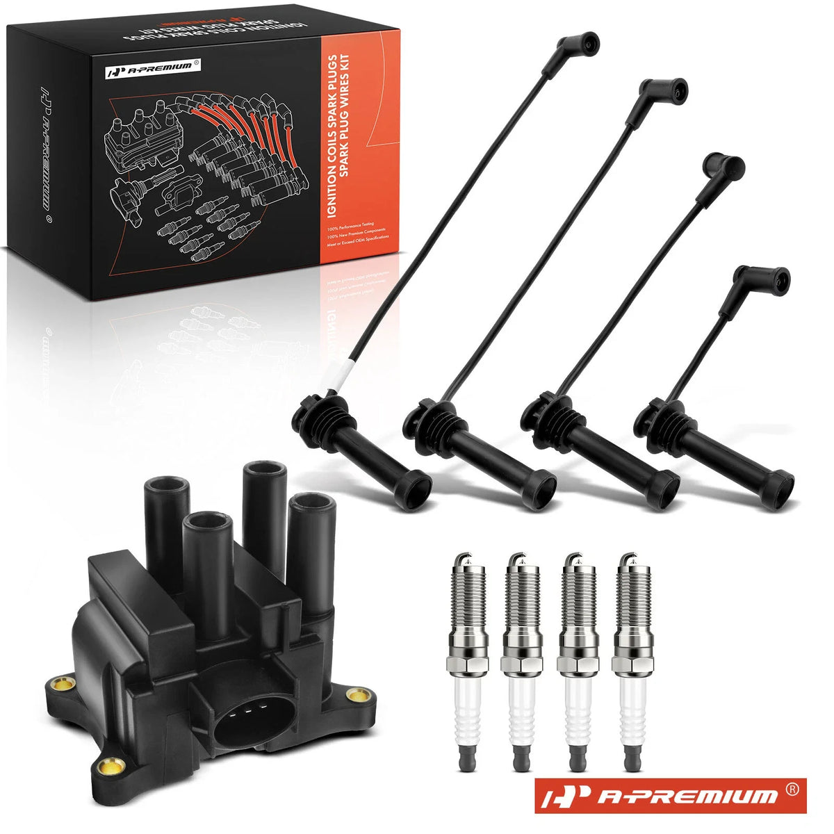 Ignition Coil & Iridium Spark Plugs Set for Ford Focus