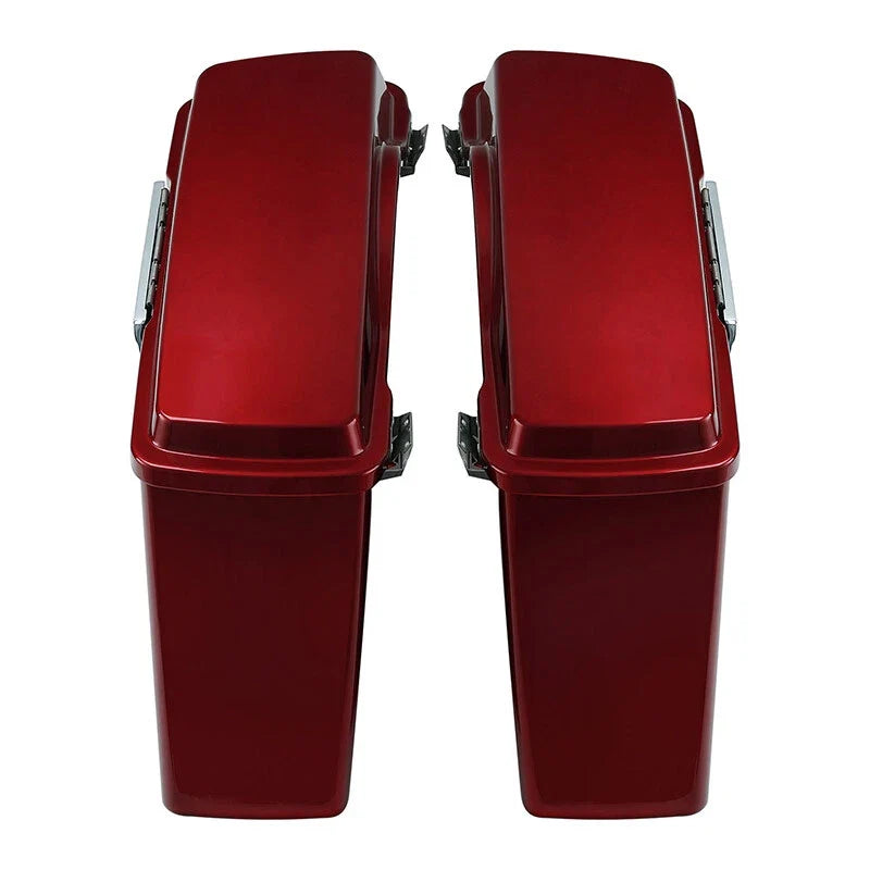 Conversion Bracket & Red Hard Saddlebags for Harley Softail FLSTF 1989-2017