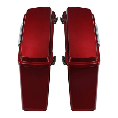 Conversion Bracket & Red Hard Saddlebags for Harley Softail FLSTF 1989-2017