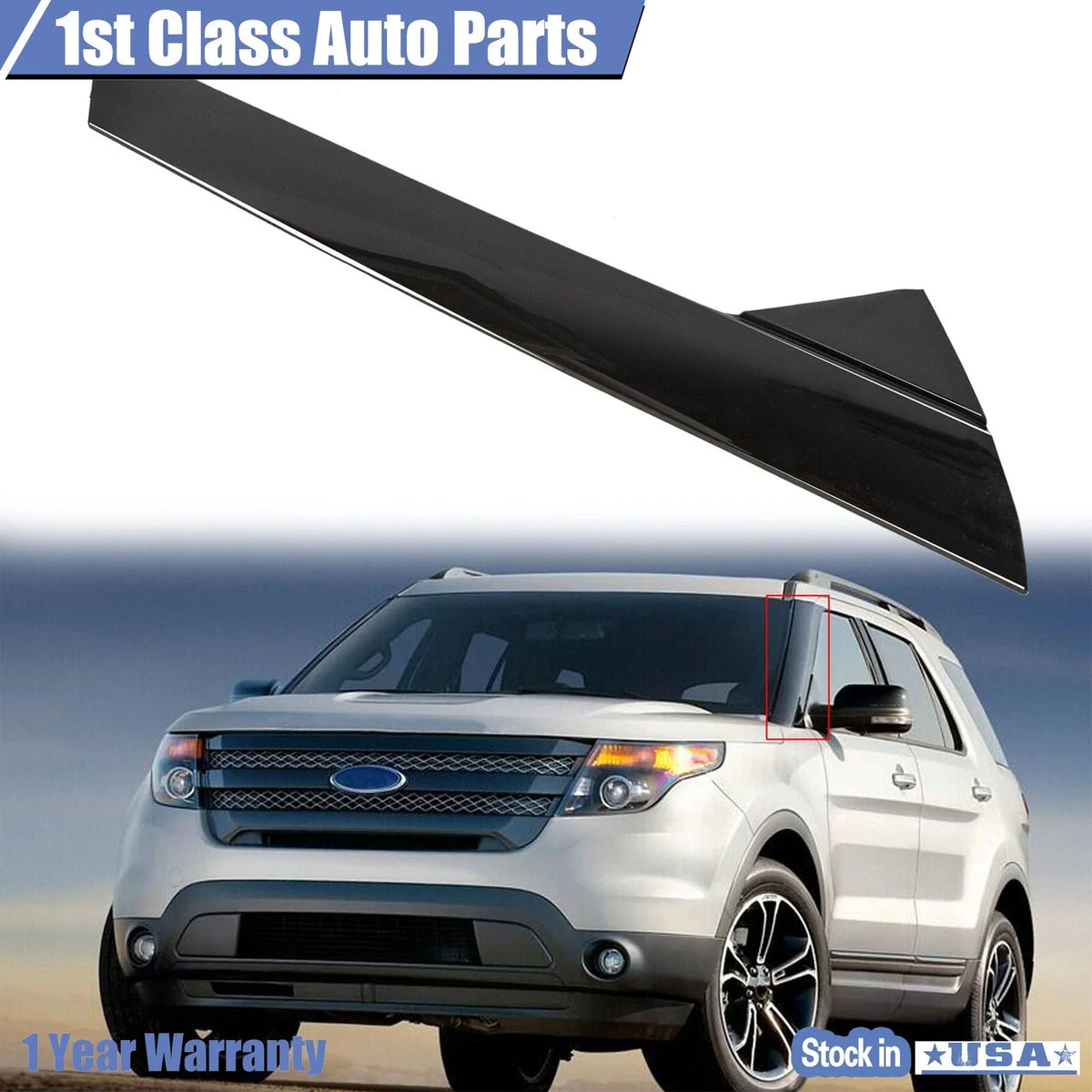 Driver Side Black Windshield Trim Molding for Ford Explorer (2011–2019)