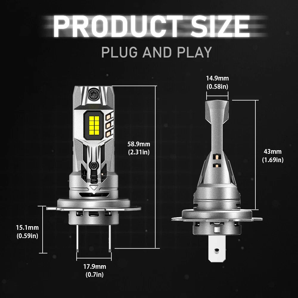 2X H7 LED Headlight Bulbs Kit for 6500K White