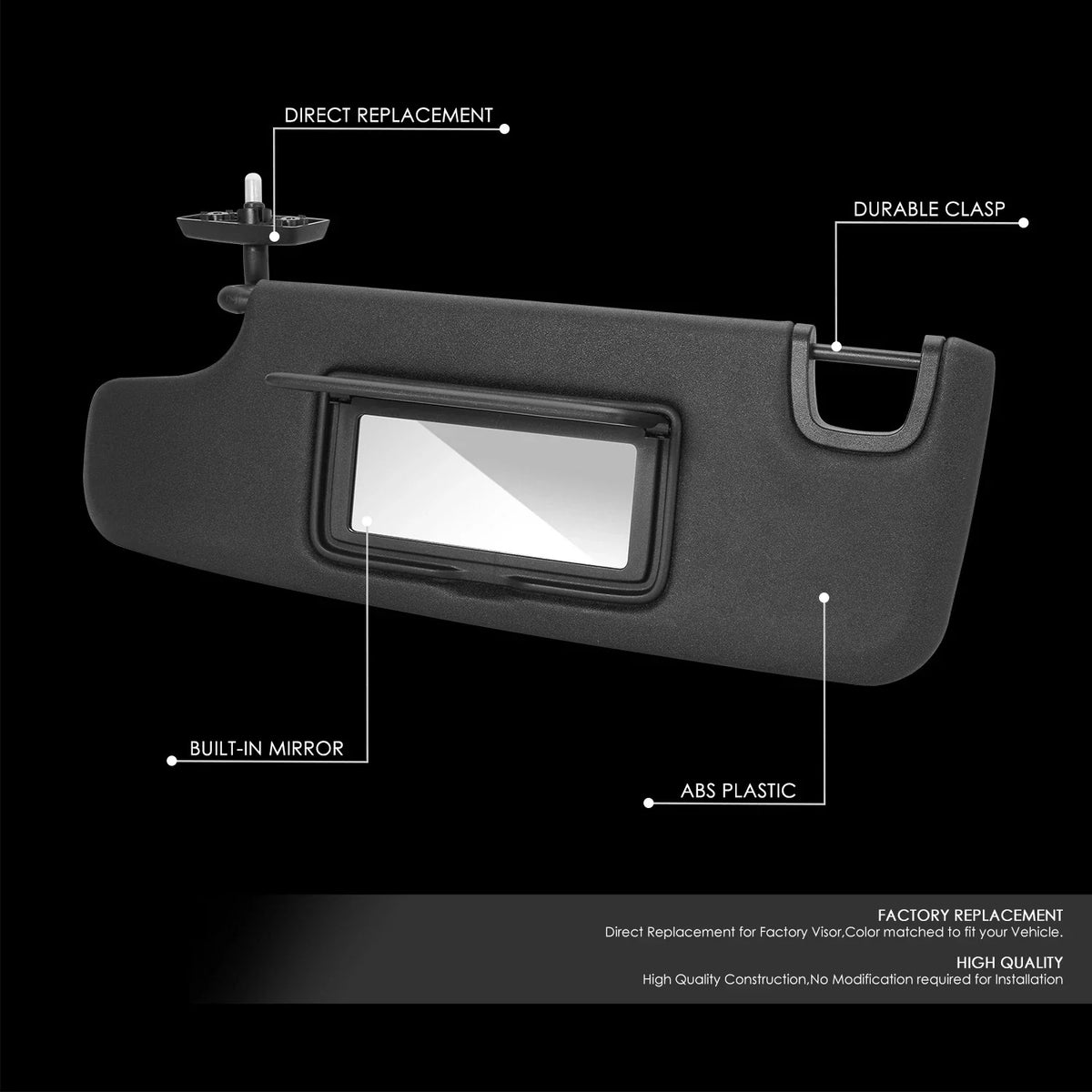 Driver Left Side Sun Visor Replacement for Jeep Wrangler (2012–2018)