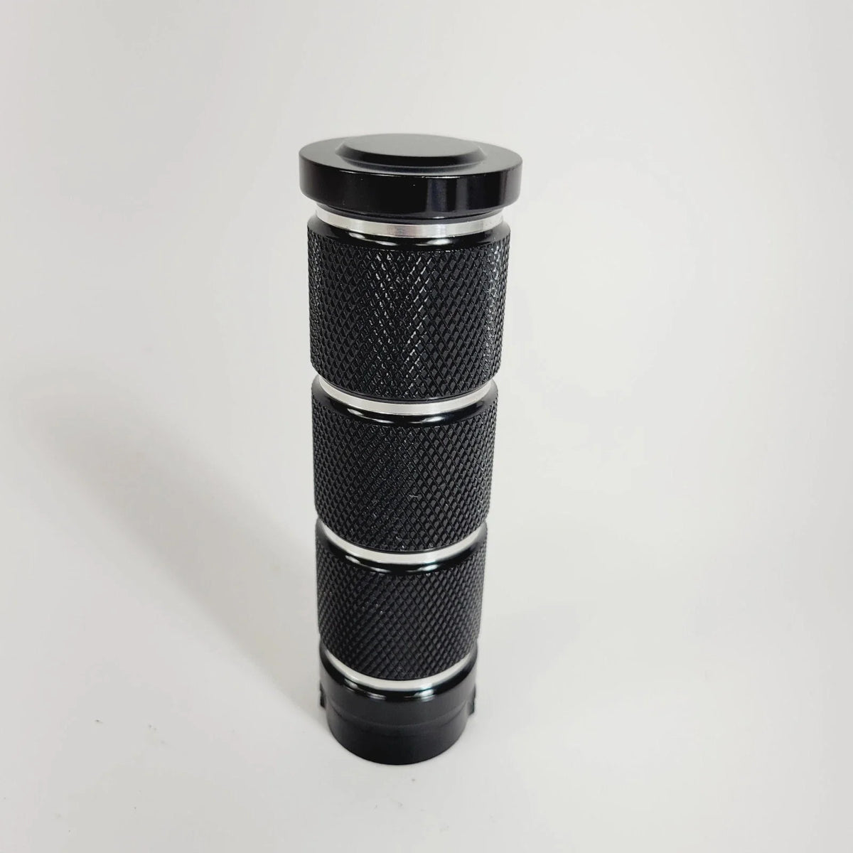 Left Black Billet Stroker Grip with Knurling for Harley Sportster Dyna