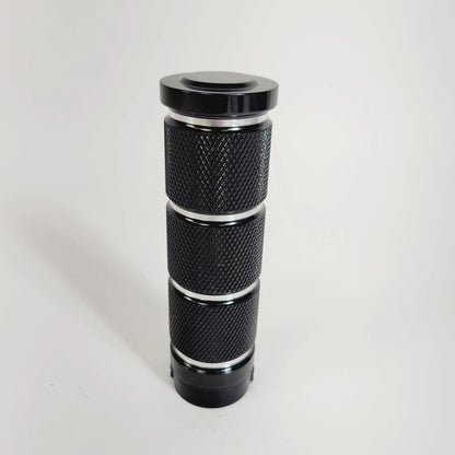 Left Black Billet Stroker Grip with Knurling for Harley Sportster Dyna