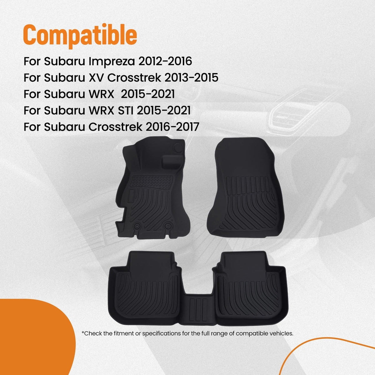 TPE Floor Mats for Subaru Crosstrek (2016–2017) All-Weather