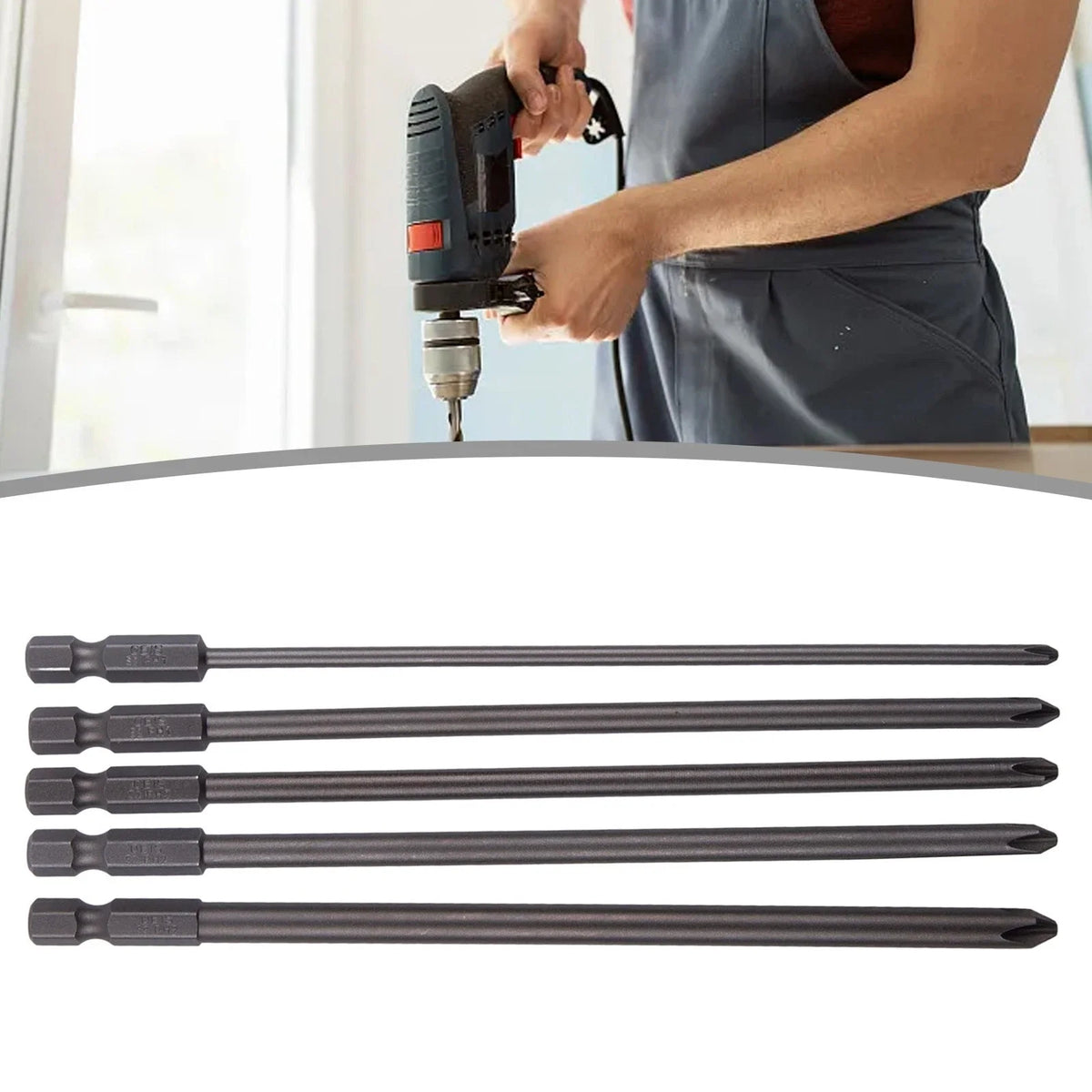 Set of 5 Screwdriver Bits 1/4 Inch PH1 for (150mm Long)